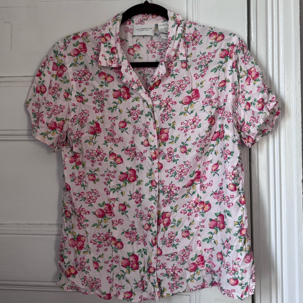 Liz Claiborne Pink Floral Casual Shirt